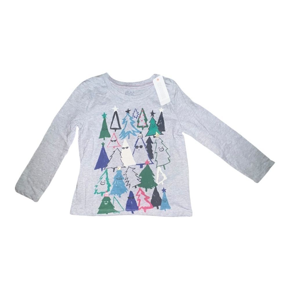 Gymboree Girls Gray Trees Graphic Long Sleeve T-Shirt Small NWT